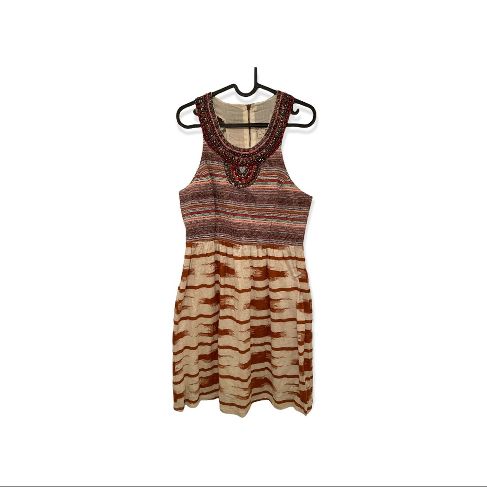 Lucky Brand Red and Cream Patterned Mini Dress